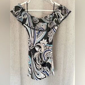 WHBM paisley off shoulder blouse sz S